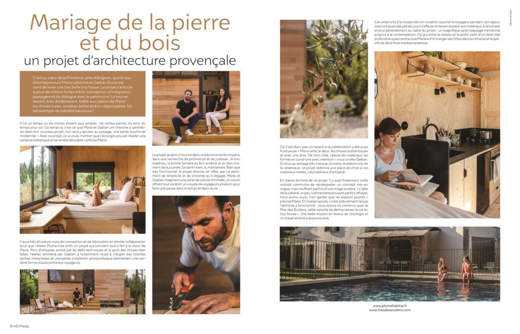 Article maison et jardin consacré aux tiny houses de sarl plume