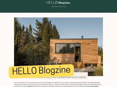 capture d'écran d'un article d'helloblogzine consacré à une tiny house réalisée par sarl plume